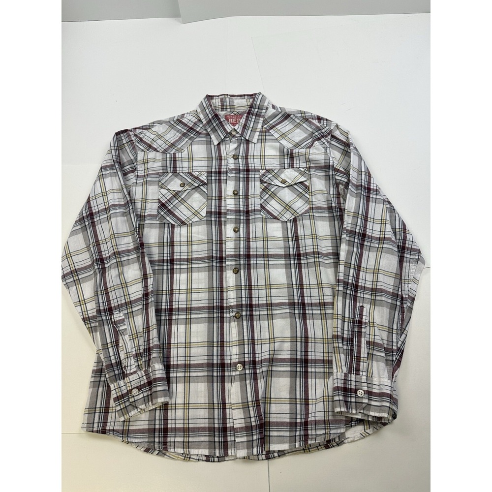 Wrangler Western Wear Shirt Large Pearl Snap Long Sleeve Plaid Mens